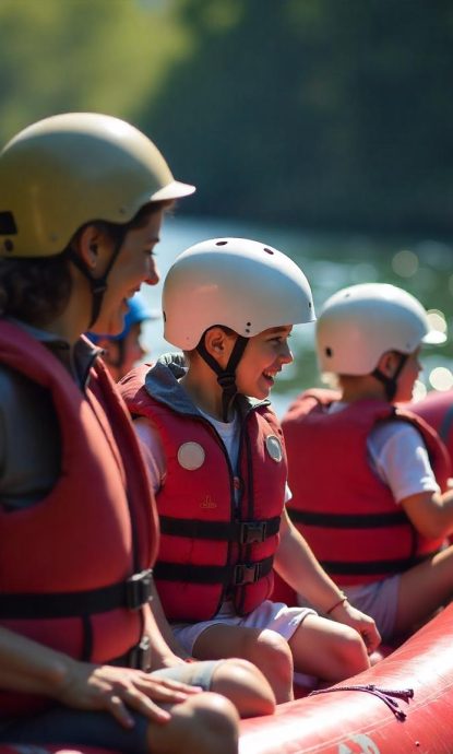 Famille qui fait du rafting sur la Nive, au Pays Basque avec ARTEKA
