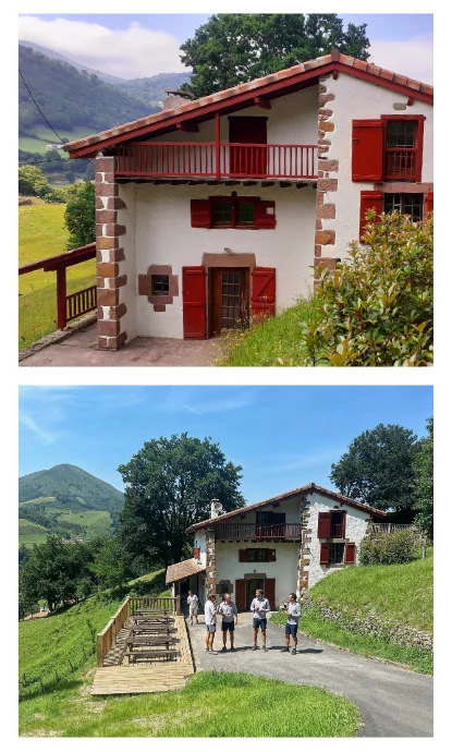 gite groupe a bidarray exterieur maison basque avec terrasse en pleine montagne
